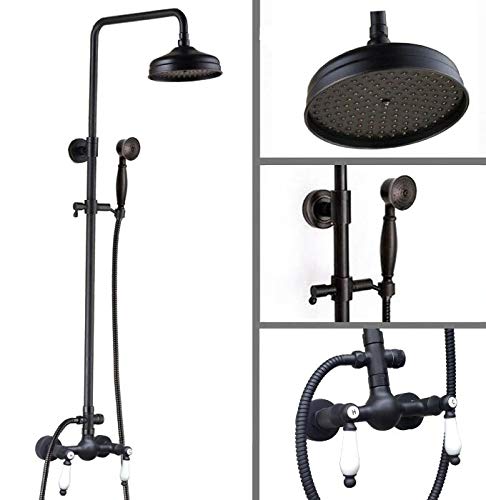 Robinet de douche pluie en laiton noir et céramique pour une salle de bains luxueuse Mrs477