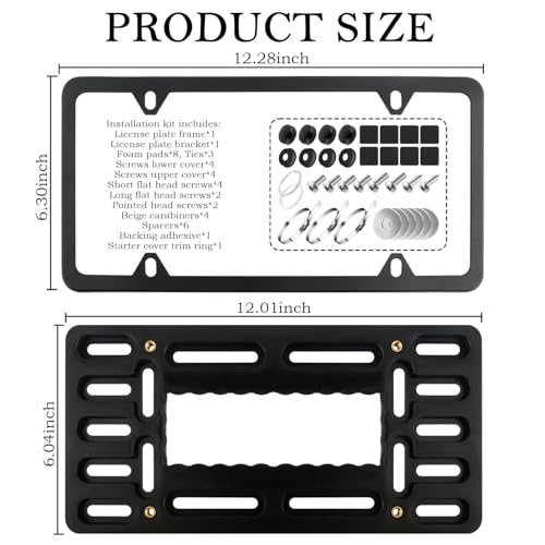 No Drill Front License Plate Bracket Kit,Practical Front License Plate Mount with Thread Includes Licenses Plates Frames/Decorative Ring,2 Drill Fronts Licenses Plates Holder - Thumbnail 2