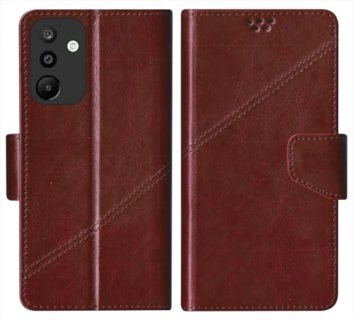 Image of SBMS Faux Leather Flip Cover for Samsung Galaxy M36 5G / Samsung Galaxy F36 5G Back Cover Case with Magnatic Closure | Inbuilt Stand | Card & Money Pocket (Coffe Brown)