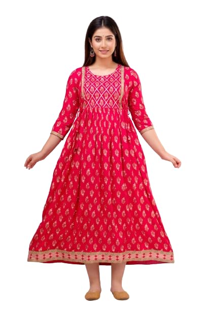 WGC Women Maternity Dress/Gown with Both Side Zipper for Baby Milk Feeding