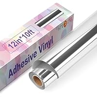 HTVRONT Silver Chrome Permanent Vinyl - 30.5 x 305 Mirror Metallic Silver Adhesive Vinyl Compatible with Cricut Cutting Machine - Easy to Weed & Transfer