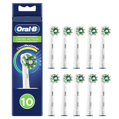 Oral-B Cross Action Clean Maximiser, Brossettes de Rechange, Embout, Pack de 10, Blanc, Clean Maximiser pour Brosse à Dents Électrique Jusqu’à 100 %...