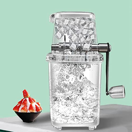 Tnfeeon 1.25L Portable Ice Crusher Manual Ice Crusher Hand Cranked DIY Manual Shaved Ice Chopper Machine for Home Office Outdoor Camping Use (Transparent)