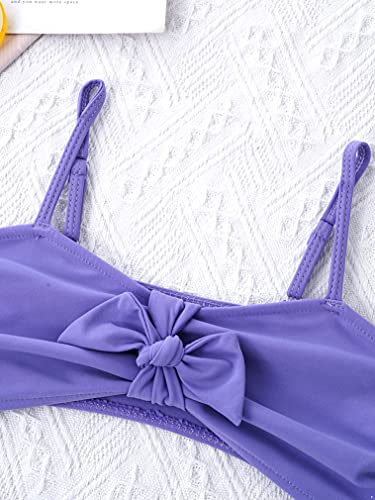 renvena Children Girls 3Pcs Tankini Sets Bowknot Crop Top Bra Briefs Shorts Beachwear Swimwear Bikini4