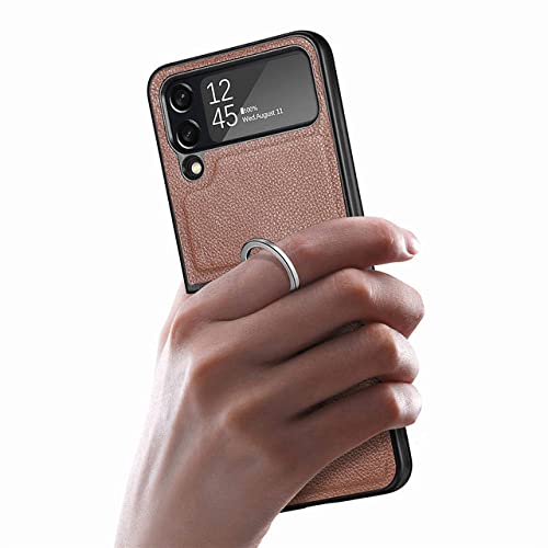 Coque Samsung Z Flip 4 et 3 Mat Marron avec Anneau