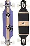 ROLLERCOASTER Palms + Stripes + Feathers The One Edition Drop Through Longboard, Palms Purple