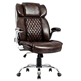 HOMYEDAMIC High Back Ergonomic Office Chair, Flip Arms Big & Tall Executive Swivel PU Bonded Leather