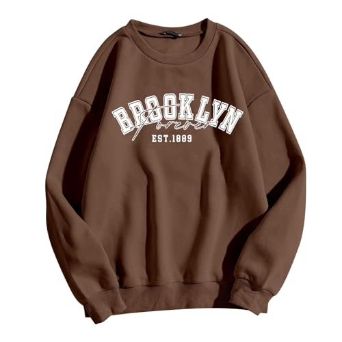 Sweatshirt femme manches longues imprimé vêtement automne hiver avec épaules tombantes