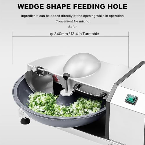 Máquina eléctrica de picar alimentos, 5 litros, picadora de alimentos comercial, 1500 rpm, molinillo de carne de acero inoxidable para cebolla, nueces, frutas, ajo