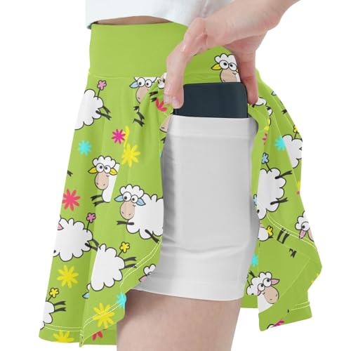 Girls Skorts High Waist Athletic Skirts with Shorts Sheep Stretchy Teens Performance Tennis2