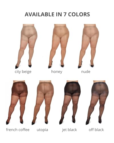 Image of MeMoi Energizing Plus Size Curvy Control Top Pantyhose for Women, Semi Opaque Pantyhose, Lightweight Womens Stockings