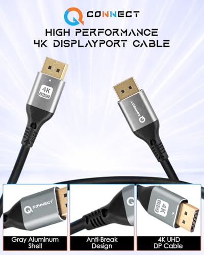 Image of Q- CONNECT 4K DP to DP 1.4 version 2Mtr Cable UHD 4K@60Hz,2K@240Hz,1080@240Hz with 32.4 GBPS Transmission Speed Compatible For Laptop,Pc,Gaming Monitor,Graphics Card,Play station (2 year warranty)