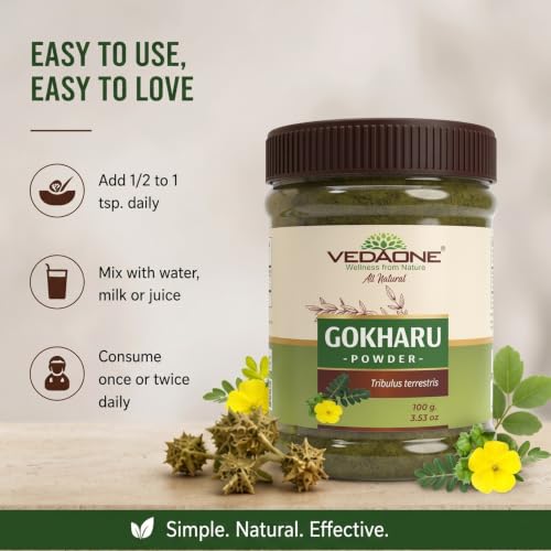 Image of Vedaone USDA Organic Gokharu 100g Powder For Rejuvenation - Pack of 3
