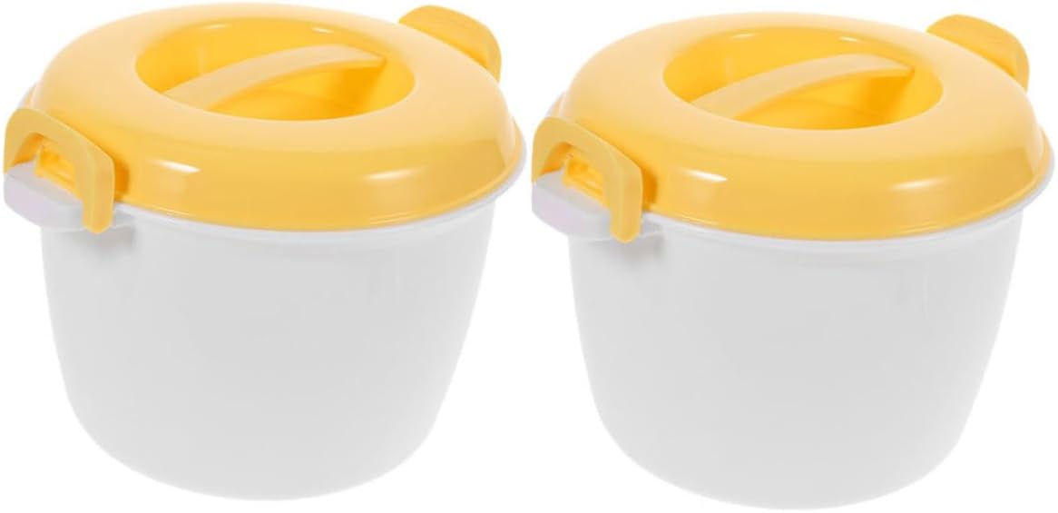 SECFOU 2pcs Microwave Rice Cooker Steamer Insulated Lunch Box Rice Storage Container Multi-functional for Soup Cereal
