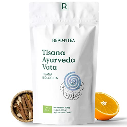 TISANA ZENZERO CANNELLA E ARANCIA BIO Ayurveda Vata 100g (50 Tazze) | Tisana Ayurveda Rilassante e Depurativa con Liquirizia, Zenzero, Cannella, Fieno Greco, Arancia REPLANTEA®
