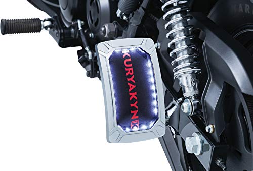 Kuryakyn 3190 Motorcycle Accent Accessory: Nova Curved License Plate Holder and Frame with Wraparound LED Illumination Lighting, Vertical Side Mount, Chrome