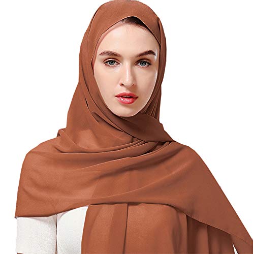 Yeieeo Chiffon Head Wraps for Women - Solid Color Fashion Bubble Chiffon Scarf Hijab2