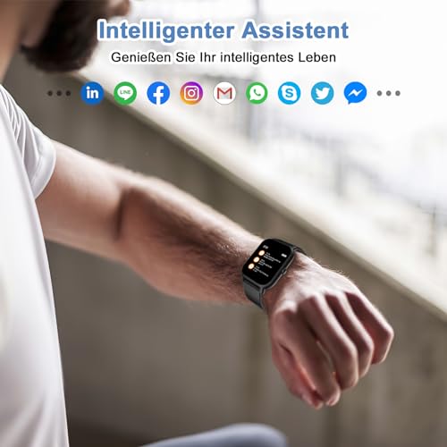Blackview Smartwatch R30 Herren Damen Fitnessuhr, 1,85'' Smart Watch, Armbanduhr mit Pulsmesser Schlafmonitor Musiksteuerung SpO2, Schrittzähler Uhr Sportuhr, Aktivitätstracker für Android iOS,Schwarz – Bild 5