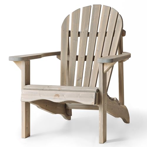 AMATA Single Adirondack Stuhl für Draußen, UNGURS Collection - Wetterfester Holzstuhl für Terrasse, Hinterhof und Garten Feuerstellen - Ergonomisch und Langlebig, Zeitloses Design (Grau)