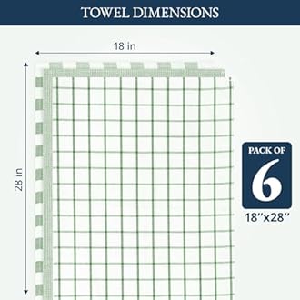 Kitchen Towels Set - Pack of 6 Cotton Dish Towels for Drying Dishes, 18”x 28”, Kitchen Hand Towels, Absorbent Tea Towels, Premium Dish Towels for Kitchen, Quick Drying Kitchen Towel Set - Olive