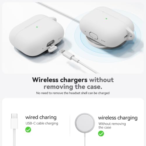 Image of Ljusmicker for AirPods Pro 3 Case 2025 with Cleaner Kit,White | Soft Silicone Protective Cover for Apple AirPod Pro 3rd Generation Case with Keychain for Women Men,Shockproof