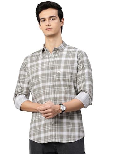 Image of Majestic Man Men Comfort Slim Fit Opaque Checked Cotton Casual Shirt