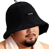 [LLXS] サウナー愛用 深め 大きいサイズ サウナハット [リバーシブル表裏異素材の二重構造] メンズ レディース 収納ボタン付き メッシュ 断熱 通気 速乾 撥水 ごりらっくす サ活 温泉 (ブラック)