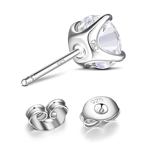 Diamonlite 2 Ct Cubic Zirconia Stud Earrings For Women And Men, D Color, Vvs Clarity, Round Brilliant Cut, Rhodium Plated 925 Sterling Silver Lab Created Simulated Diamond Earrings - Round Mens And Womens Silver Cz Studs #TOP5