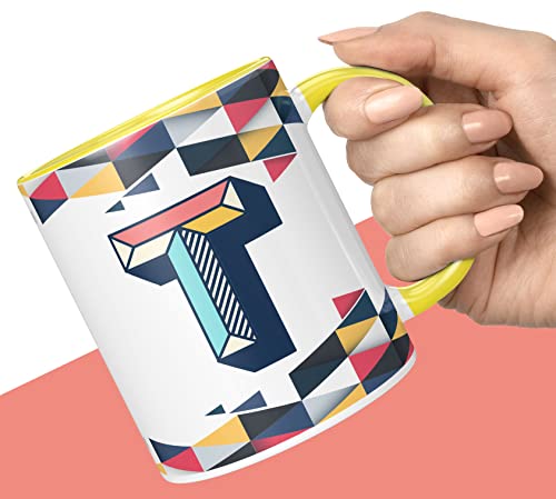 Image of 3D Colorful Alphabet Letter T Printed Coffee Mug For Girls Boys Friends Love Kids Best Gift For Birthday Anniversary Initial Letter T (Microwave Safe Ceramic Tea Coffee Mug-350ml) - ABV3TM2 219