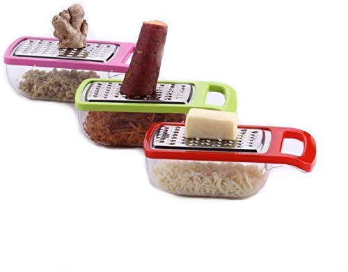 Mini Cheese Garlic Ginger Grater Stainless Steel Blade with Detachable Unbreakable Clear Storage Container Citrus Lemon Zester Fruits Parmesan Cheese Ginger Vegetable Nutmeg Chocolate Small