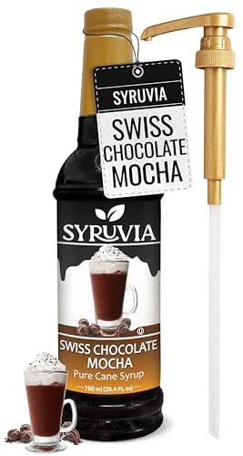 Syruvia Coffee Syrup, Swiss Chocolate Mocha Flavored Syrup for Drinks,