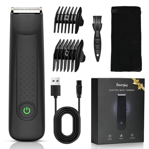 Tondeuse Corps Homme, Tondeuse Intime Homme IPX7 Étanche, Lame En Céramique Antirouille, Tondeuse Parties Intimes, Rasoir Corps Homme, Élimine Facilement Les Poils Intimes et Corporels, Cadeau Hommes