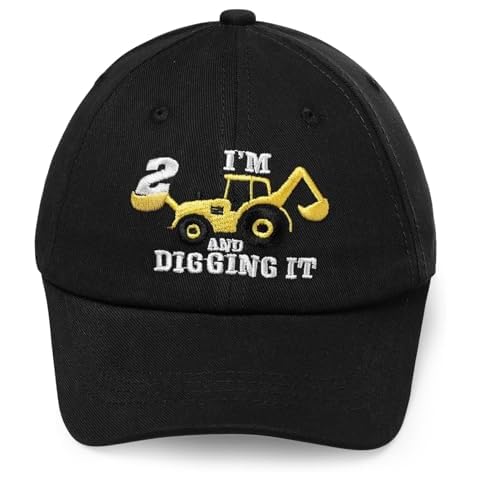 Peninpha Birthday Boy Girls 2nd Birthday Excavator Construction Vehicle Baseball Cap Cover