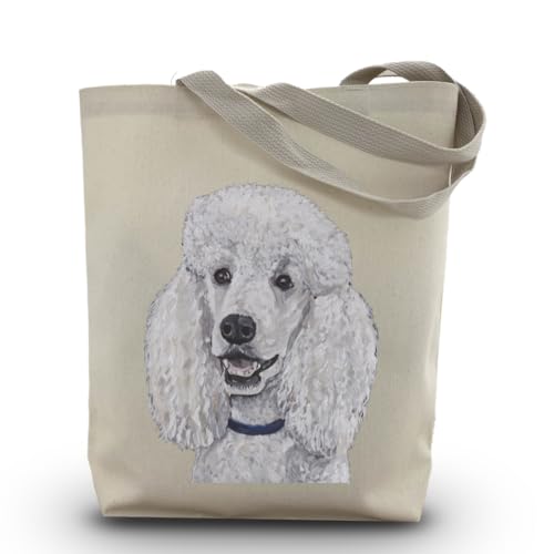 Standard Poodle Tote Bag - WhitePoos Lover Gift - Poodle Totes -Handmade Totes - Poodle Canvas Totes - Grocery Bag - Beach Bag - Poodle Gifts for Women - Poodle Lovers