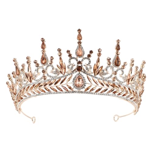 Couronne de mariage baroque rose doré ORFOFE aux cristaux raffinés