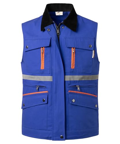 Image of Tool Vest for Men Electrician Reflective Work Vest Carpenters Multi-Pockets Safety Vests