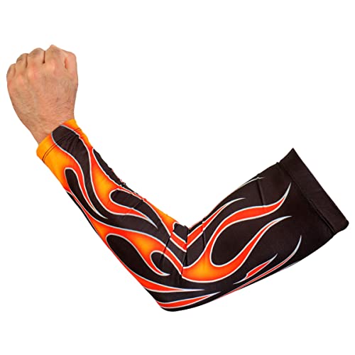 Hot Leathers ARM1007 Flames Orange Arm Sleeve - One Size Fits Most