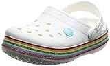 Crocs Kids' Crocband Rainbow Glitter Band Clog , White, 11 Little Kid