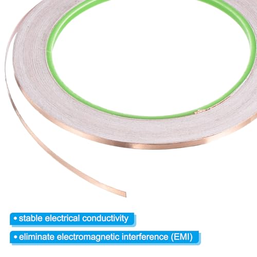 Image of PATIKIL Copper Foil Tape 0.12 Inch x 66 Feet 0.05mm Thick Double Sided Conductive Adhesive EMI Shielding for Electronics, Circuits, Grounding