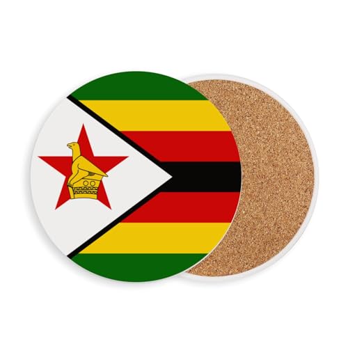sous Verre Ronds en céramique - Drapeau Zimbabwe Football Sport Equipe Nationale Afrique - 1 unité (108 x 108 mm)