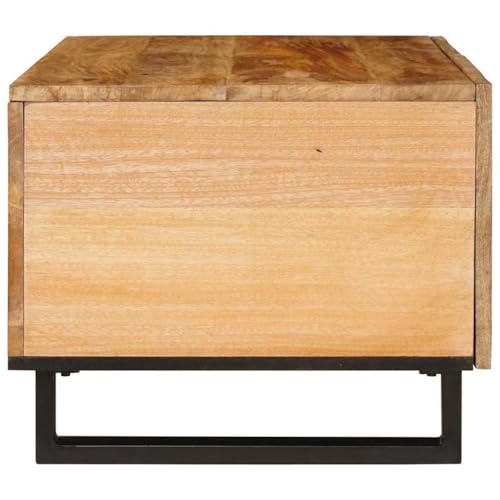 Table basse manguier massif avec 2 compartiments fermés pour un salon rangé - 6