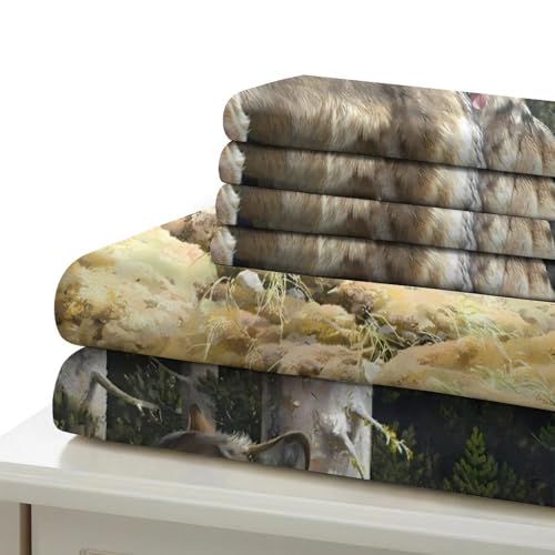 Housse de couette loup parure de lit 260x220 drap de couette microfibre 3D