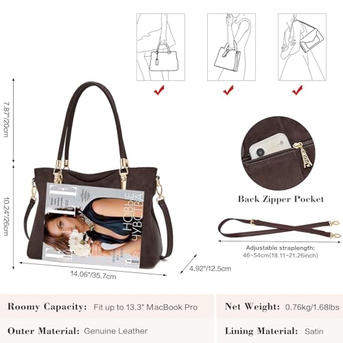 Image of FOXLOVER Soft Genuine Leather Medium Purses for Women Tote Bag Handbags with Top-handles Shoulder Satchel Purse