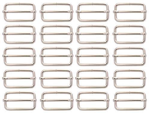 Bikicoco Metal Slide Adjuster Buckle Tri-Glides With Movable Center Bar, For Straps, 1-1/2 X 3/4 Inch, Silver, Pack Of 20 #TOP15