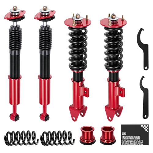 BDFHYK Coilovers Compatible with 2006-2010 Chrysler 300/ Dodge Challenger Charger Shock Absorber Replacement 4 PCS, Adjustable Height Coilovers Suspension Kit Lowering Kit, Red