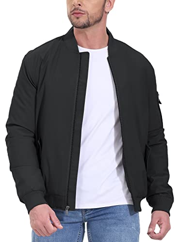Tbmpoy Men's Qulited Bomber Jackets Windproof Full Zip Padded Winter Casual Coat Black Xl #TOP5