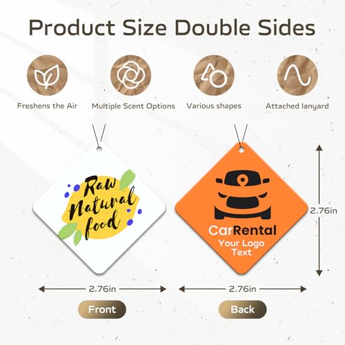 Image of HINFKA Custom Car Air Fresheners for Company Logos | Business Gifts; Event Giveaways; 10-1000 Pcs Bulk Orders; Double-Sided Print; Scent Options Available; Diamond