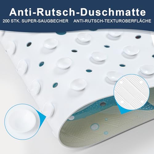 XIYUNTE Badewannenmatte Kinder - 100x40cm Kinder-Badematte, 100% BPA frei Antirutschmatte Badewanne, Extra Komfortabel Badewannenmatte rutschfest Antibakteriell Baby Duschmatte mit Saugnäpfen, Wal