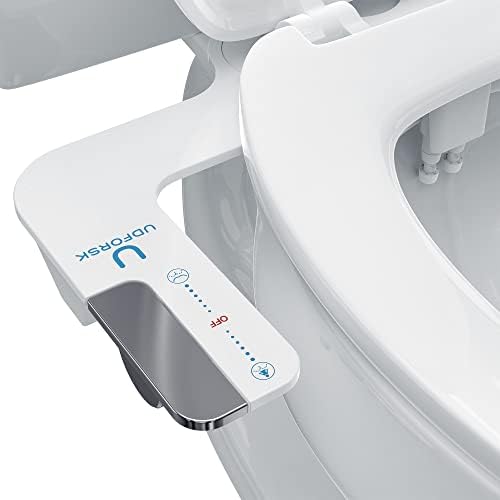 UDFORSK Non-electric Bidet Toilet Seat Attachment Ultra-slim Bidet Attachment Front/Rear Wash Toilet Bidet Attachment Dual Retractable Spray with Nozzle Guard Door