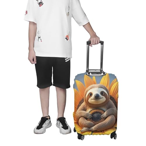 Sloth Sitting on Sunflower Printed Luggage Cover Protector, Fits 18-32 Inch Luggage 7